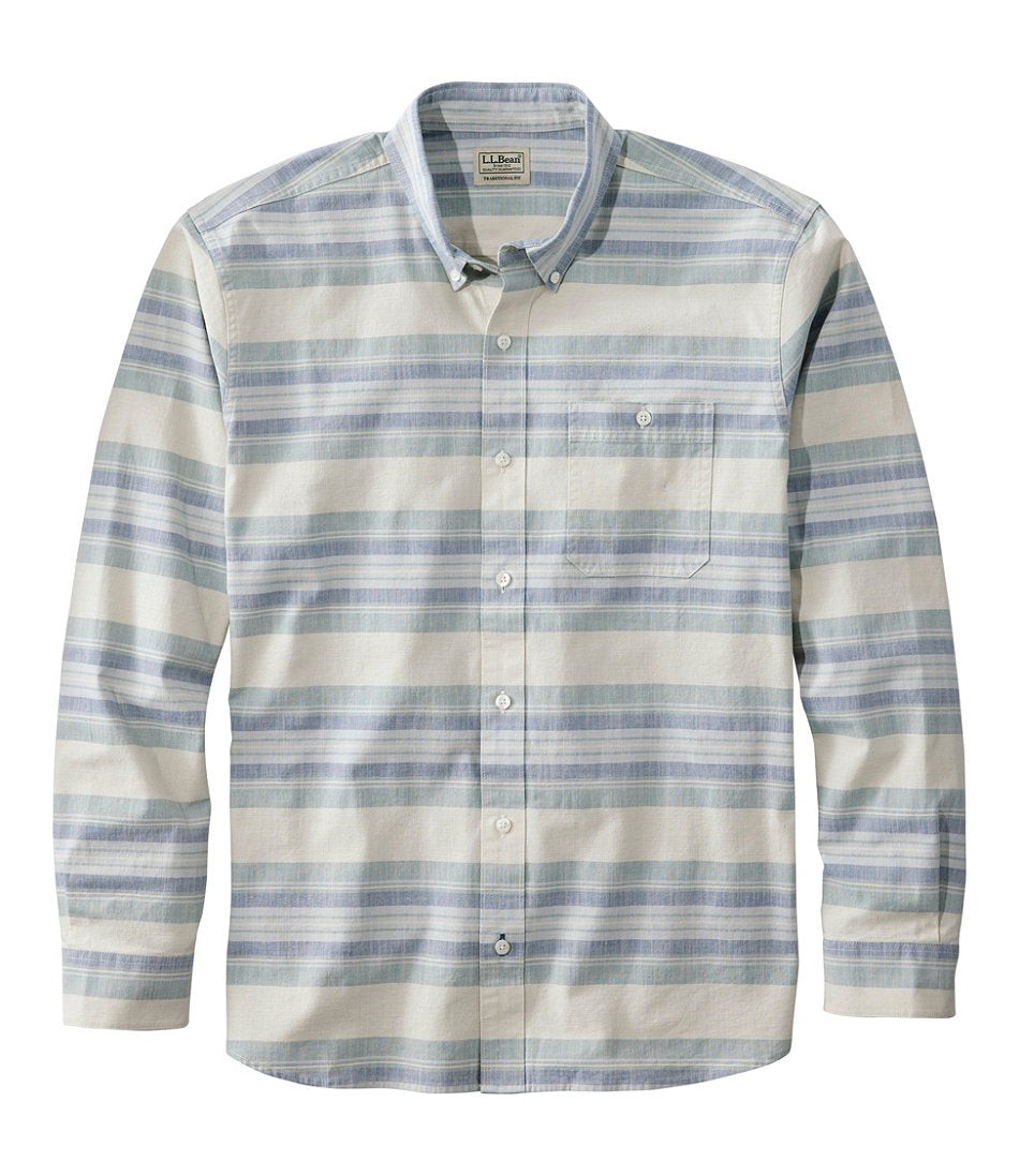 Men's Comfort Stretch Chambray Shirt, Traditional Untucked Fit, Long-Sleeve, Stripe | L.L.Bean near me - US 1747