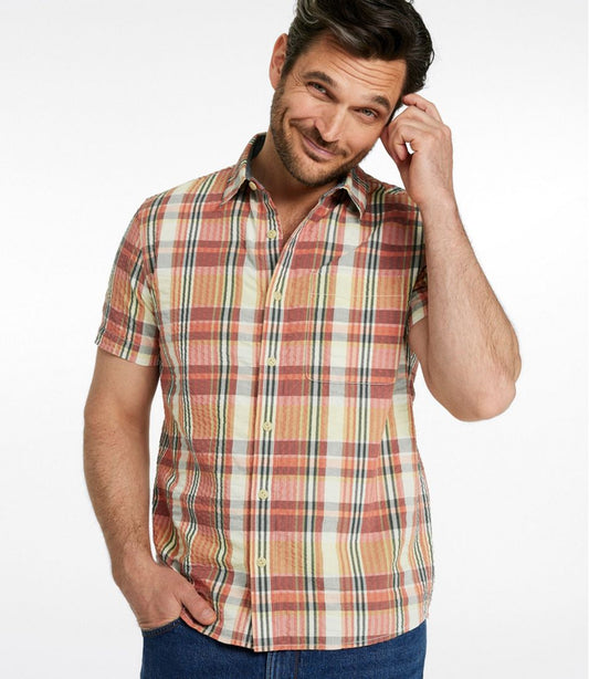 Men's Signature Seersucker Madras Shirt, Slightly Fitted, Short-Sleeve | L.L.Bean discount