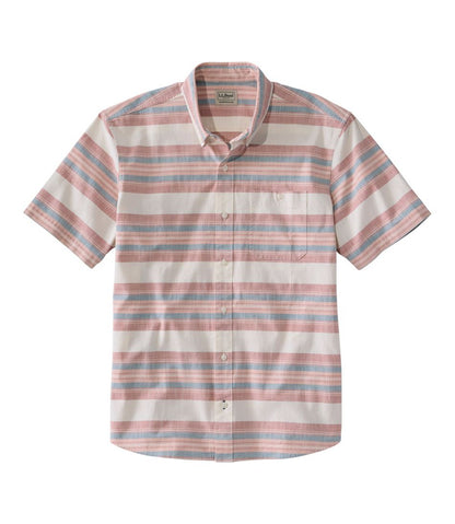 Men's Comfort Stretch Chambray Shirt, Traditional Untucked Fit, Short-Sleeve, Stripe | L.L.Bean on sale