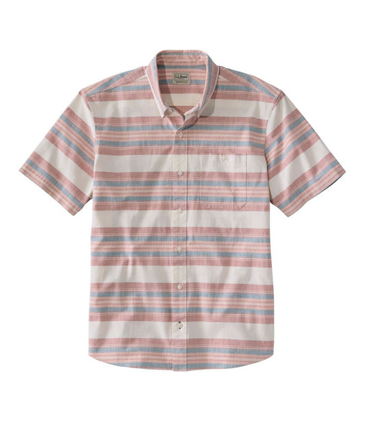 Men's Comfort Stretch Chambray Shirt, Traditional Untucked Fit, Short-Sleeve, Stripe | L.L.Bean on sale