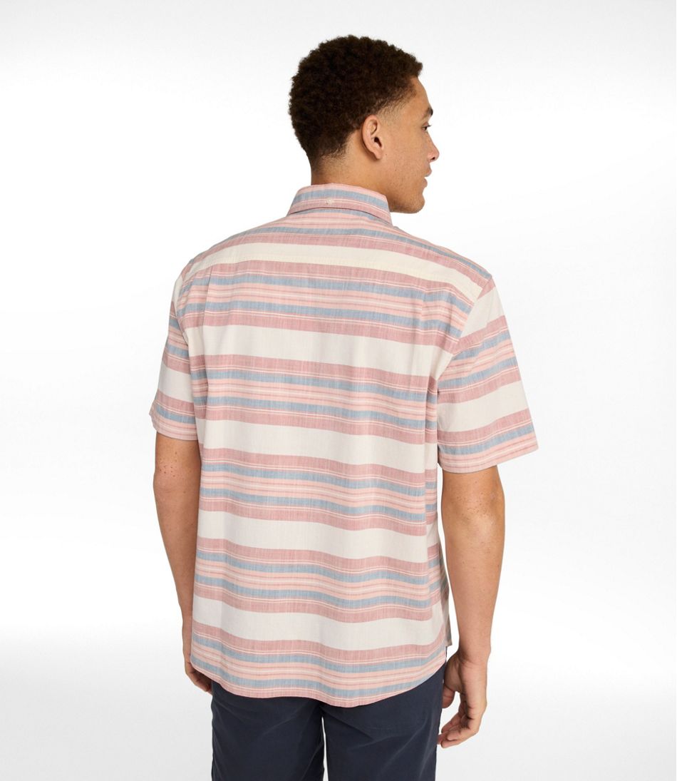 Men's Comfort Stretch Chambray Shirt, Traditional Untucked Fit, Short-Sleeve, Stripe | L.L.Bean on sale