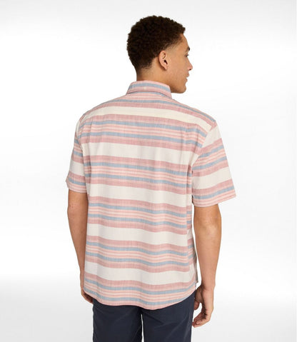 Men's Comfort Stretch Chambray Shirt, Traditional Untucked Fit, Short-Sleeve, Stripe | L.L.Bean on sale