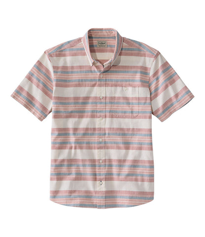 Men's Comfort Stretch Chambray Shirt, Traditional Untucked Fit, Short-Sleeve, Stripe | L.L.Bean on sale - US 7947
