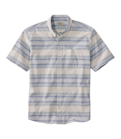 Men's Comfort Stretch Chambray Shirt, Traditional Untucked Fit, Short-Sleeve, Stripe | L.L.Bean on sale - US 7947