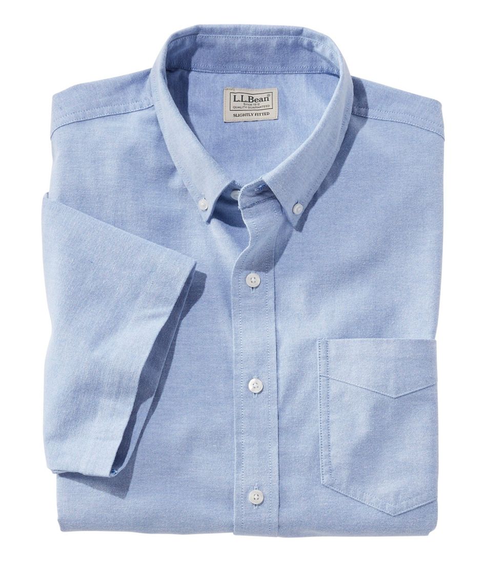 Men's Comfort Stretch® Oxford Shirt, Slightly Fitted Untucked Fit, Short-Sleeve | L.L.Bean sale