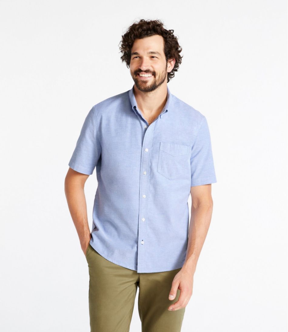 Men's Comfort Stretch® Oxford Shirt, Slightly Fitted Untucked Fit, Short-Sleeve | L.L.Bean sale