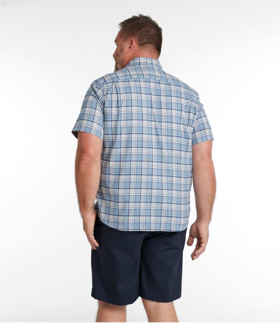 Men's Comfort Stretch® Oxford, Slightly Fitted Untucked Fit, Short-Sleeve, Plaid | L.L.Bean for sale