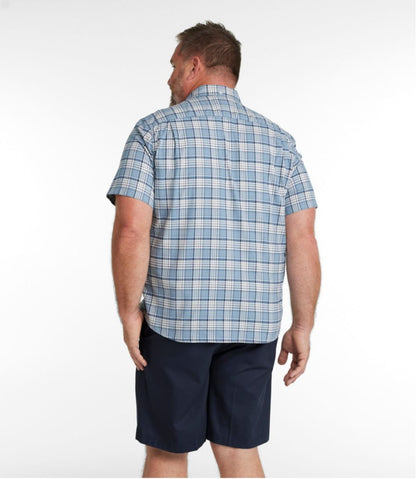 Men's Comfort Stretch® Oxford, Slightly Fitted Untucked Fit, Short-Sleeve, Plaid | L.L.Bean for sale