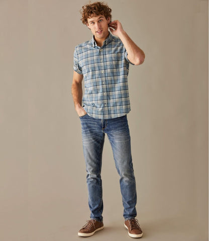 Men's Comfort Stretch® Oxford, Slightly Fitted Untucked Fit, Short-Sleeve, Plaid | L.L.Bean for sale