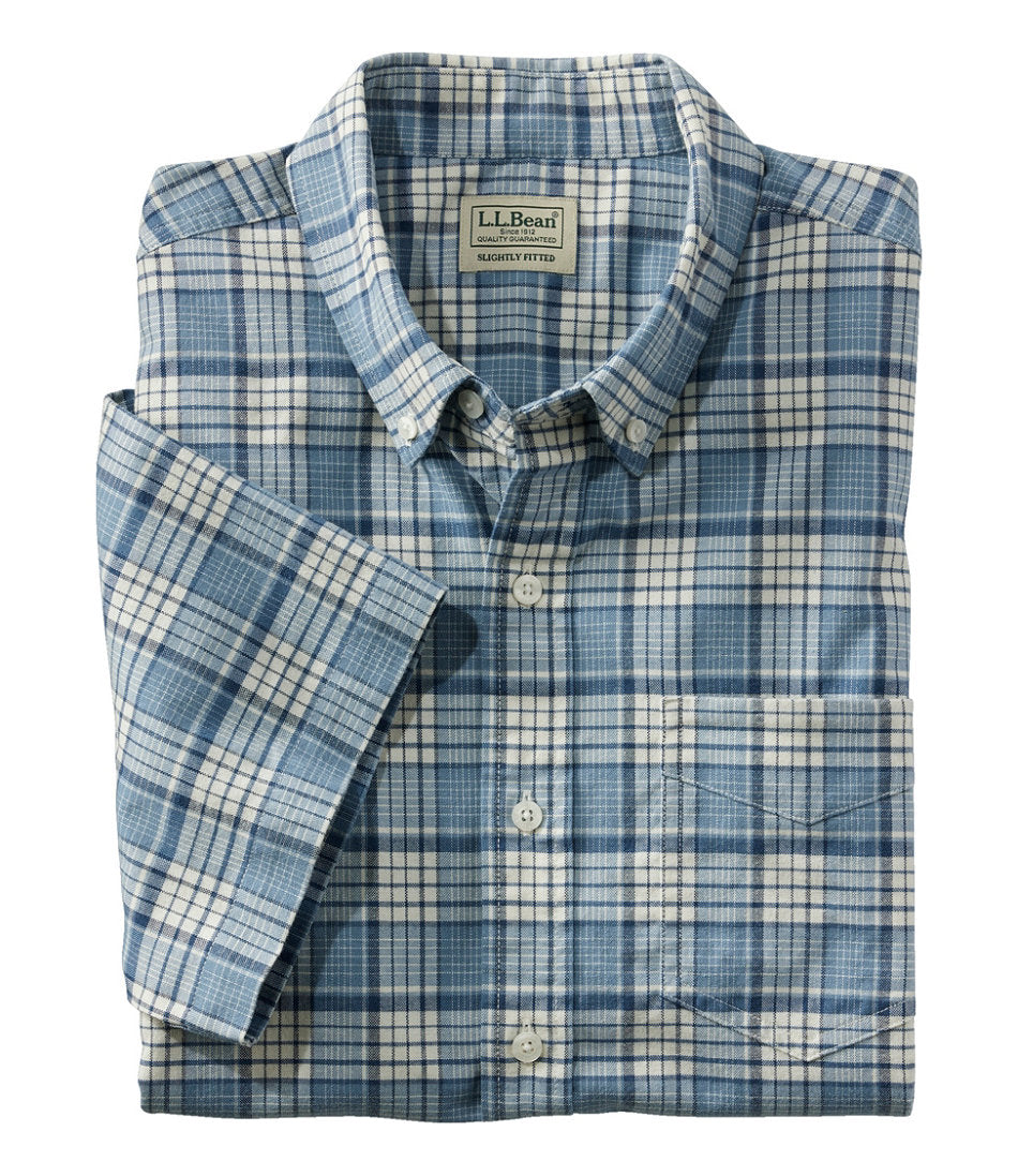 Men's Comfort Stretch® Oxford, Slightly Fitted Untucked Fit, Short-Sleeve, Plaid | L.L.Bean for sale - US 2410