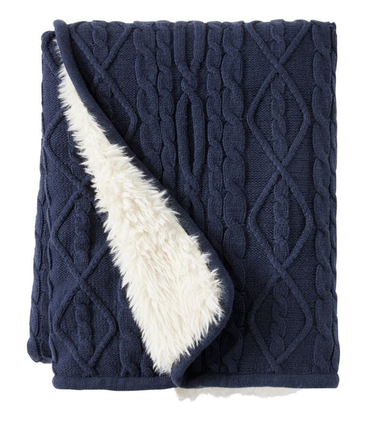 1912 Heritage Knit Faux Fur Throw, Cable | L.L.Bean sale