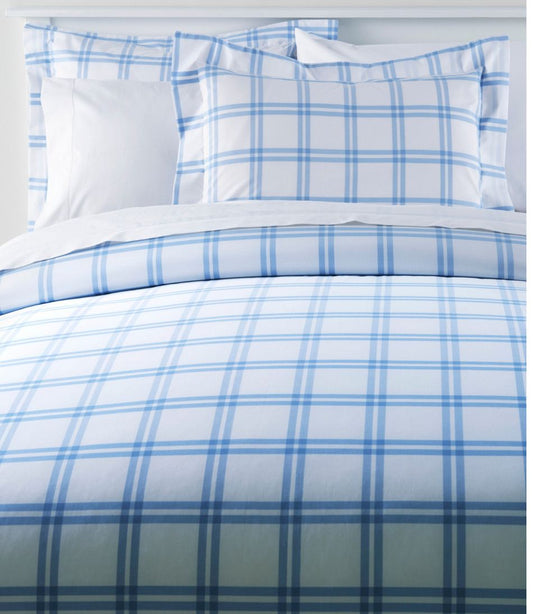 280-Thread-Count Pima Cotton Percale Comforter Cover Collection, Windowpane | L.L.Bean online