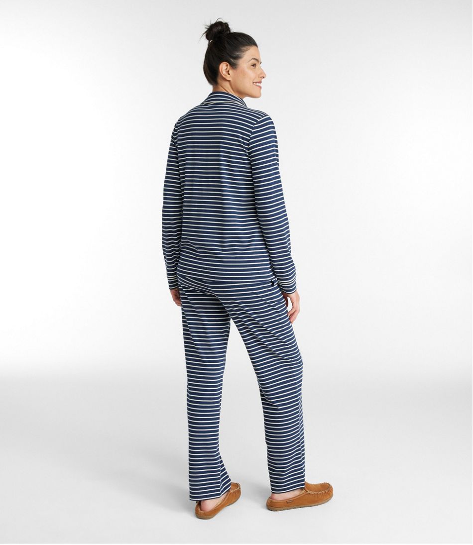 Women's Super-Soft Shrink-Free Button Front Pajama Set, Stripe | L.L.Bean on sale