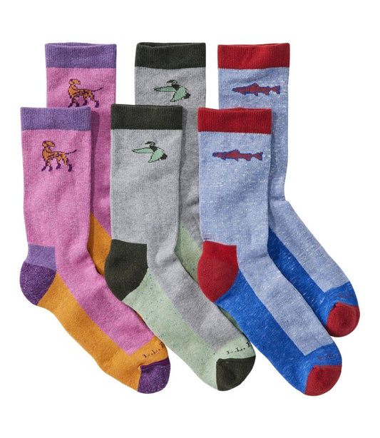 Adults' Wicked Soft Cotton Socks Animal Gift Set, 3-Pack | L.L.Bean outlet
