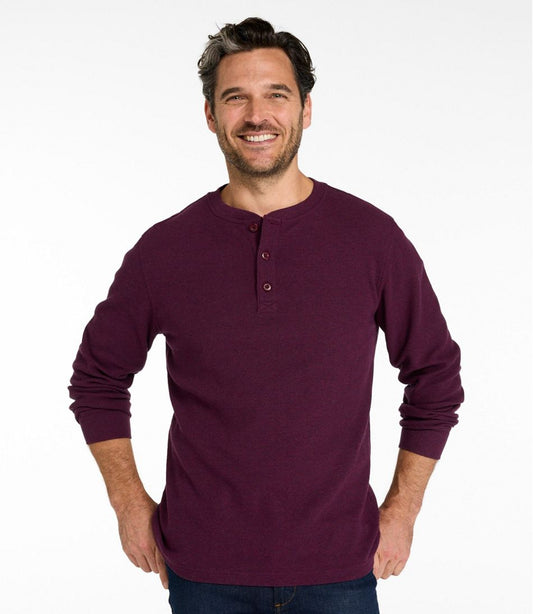 Men's Unshrinkable Mini-Waffle Henley, Long-Sleeve Traditional Fit | L.L.Bean for sale