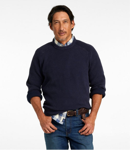 Men's Sunwashed Textured Cotton Sweater, Crewneck | L.L.Bean discount