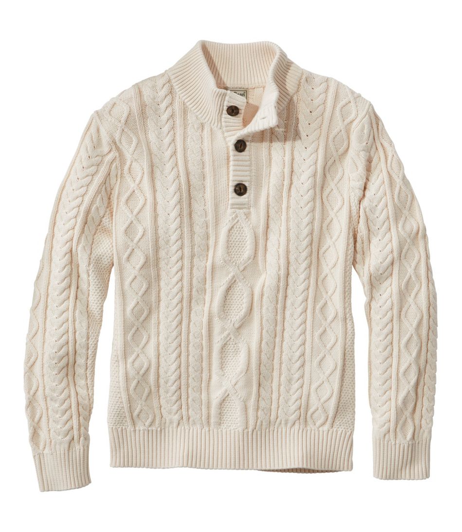 Men's Bean's Heritage Soft Cotton Fisherman Sweater, Button-Mock | L.L.Bean discount