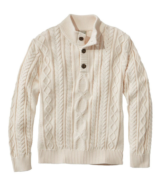 Men's Bean's Heritage Soft Cotton Fisherman Sweater, Button-Mock | L.L.Bean discount
