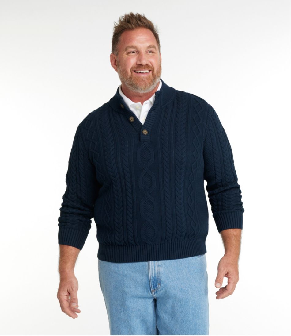 Men's Bean's Heritage Soft Cotton Fisherman Sweater, Button-Mock | L.L.Bean discount