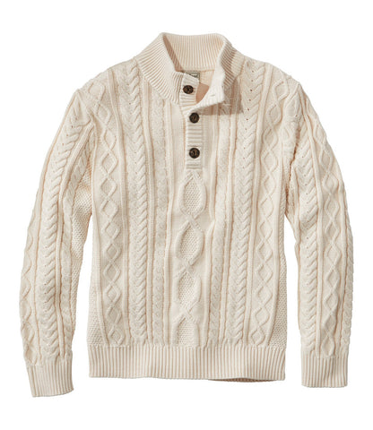 Men's Bean's Heritage Soft Cotton Fisherman Sweater, Button-Mock | L.L.Bean discount - US 1499