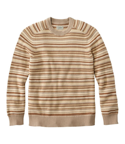 Men's Sunwashed Textured Cotton Sweater, Crewneck, Stripe | L.L.Bean on sale