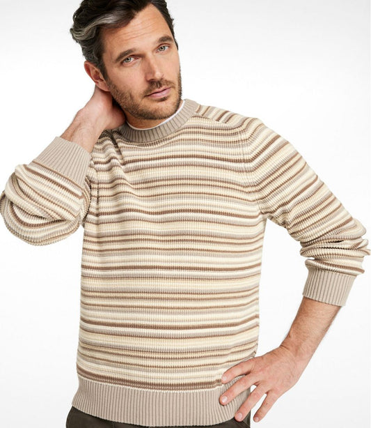 Men's Sunwashed Textured Cotton Sweater, Crewneck, Stripe | L.L.Bean on sale