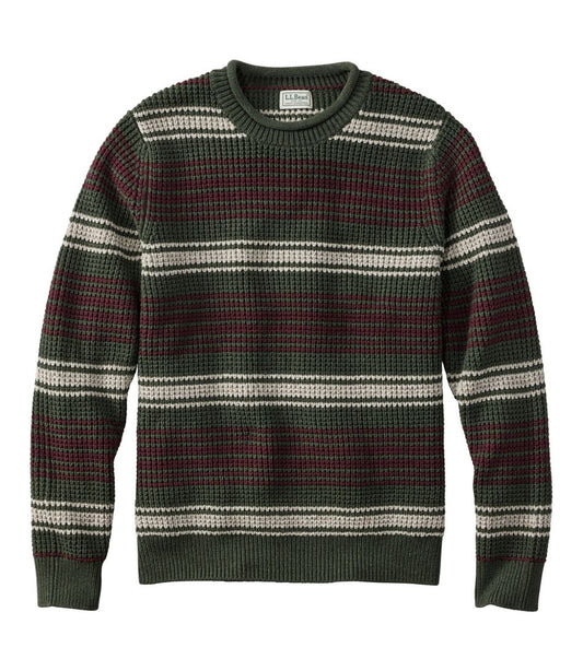 Men's Organic Cotton Waffle Sweater, Rollneck Crew, Stripe | L.L.Bean discount