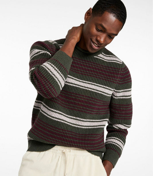 Men's Organic Cotton Waffle Sweater, Rollneck Crew, Stripe | L.L.Bean discount