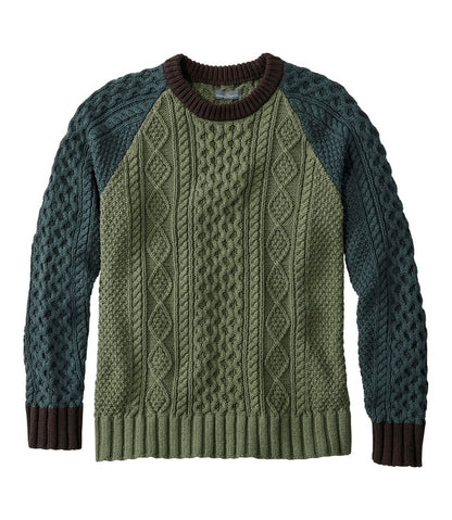 Men's Signature Cotton Fisherman Sweater, Crewneck, Colorblock | L.L.Bean on sale