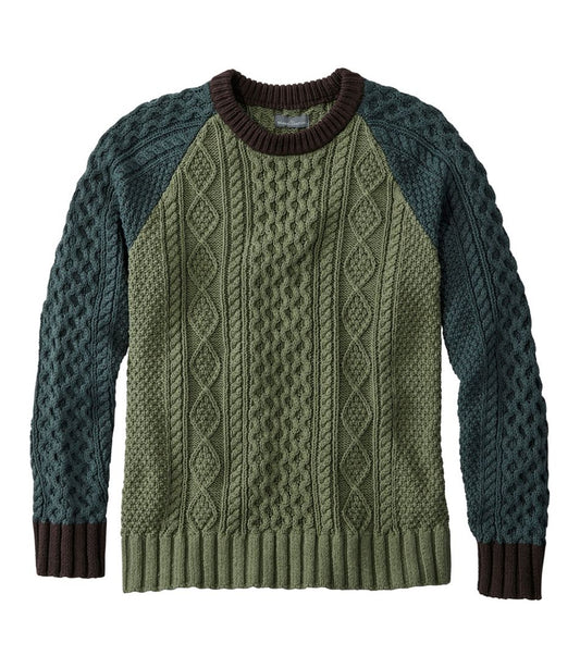 Men's Signature Cotton Fisherman Sweater, Crewneck, Colorblock | L.L.Bean on sale