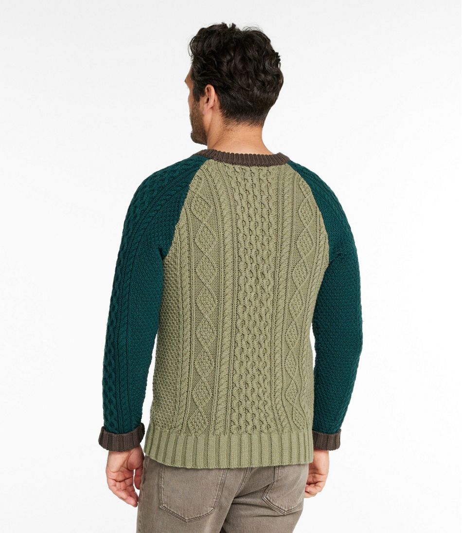 Men's Signature Cotton Fisherman Sweater, Crewneck, Colorblock | L.L.Bean on sale