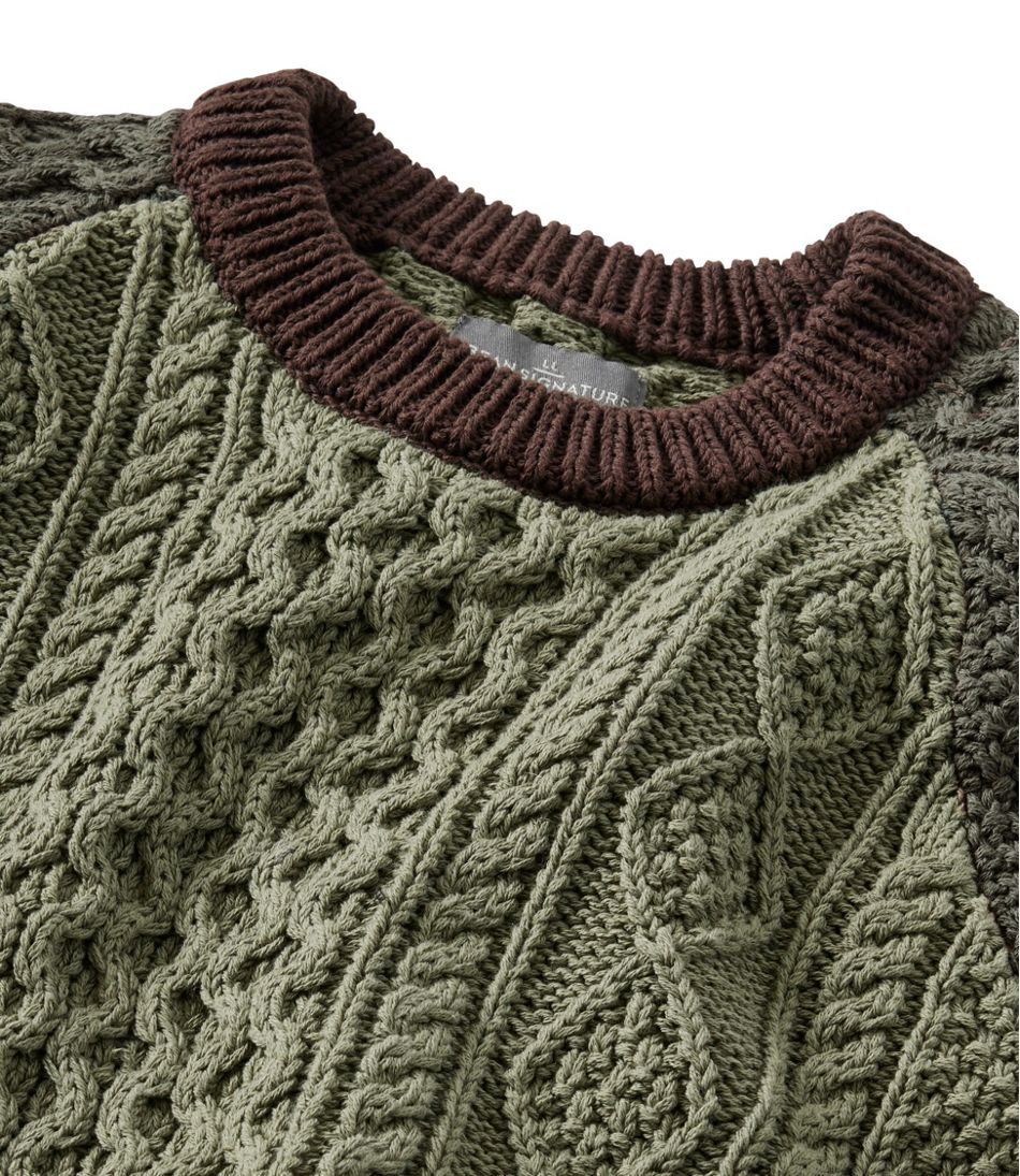 Men's Signature Cotton Fisherman Sweater, Crewneck, Colorblock | L.L.Bean on sale