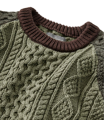 Men's Signature Cotton Fisherman Sweater, Crewneck, Colorblock | L.L.Bean on sale
