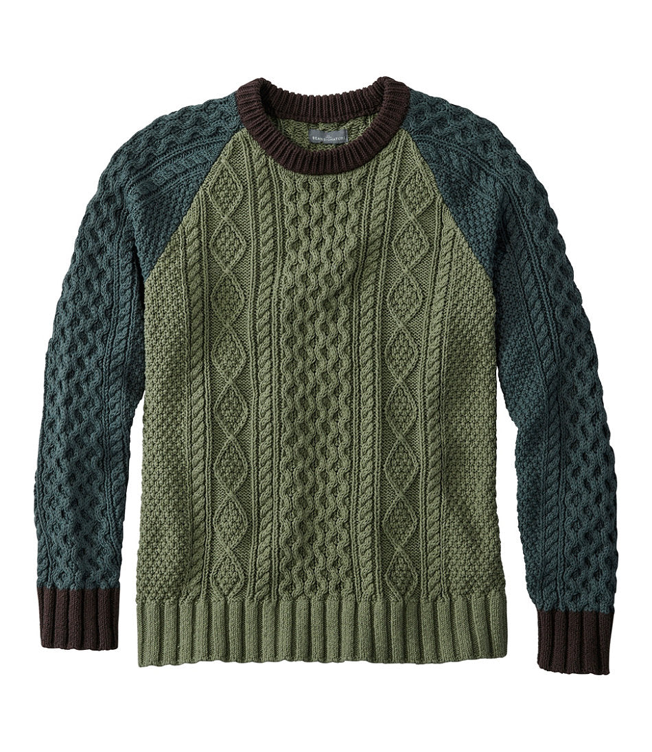Men's Signature Cotton Fisherman Sweater, Crewneck, Colorblock | L.L.Bean on sale - US 8257