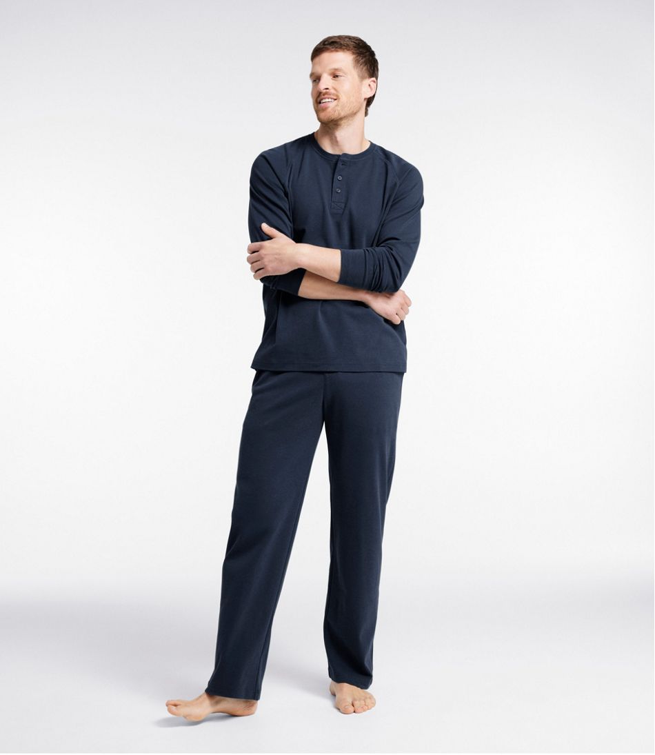 Men's Bean's Cotton Knit Pajamas, Henley PJ Set | L.L.Bean outlet