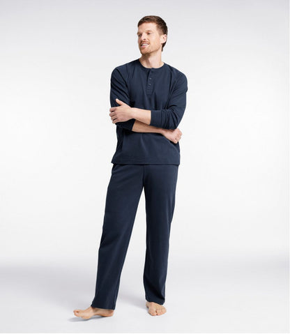Men's Bean's Cotton Knit Pajamas, Henley PJ Set | L.L.Bean outlet