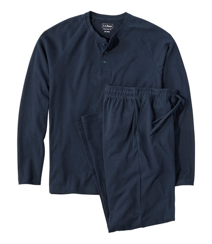 Men's Bean's Cotton Knit Pajamas, Henley PJ Set | L.L.Bean outlet - US 4468