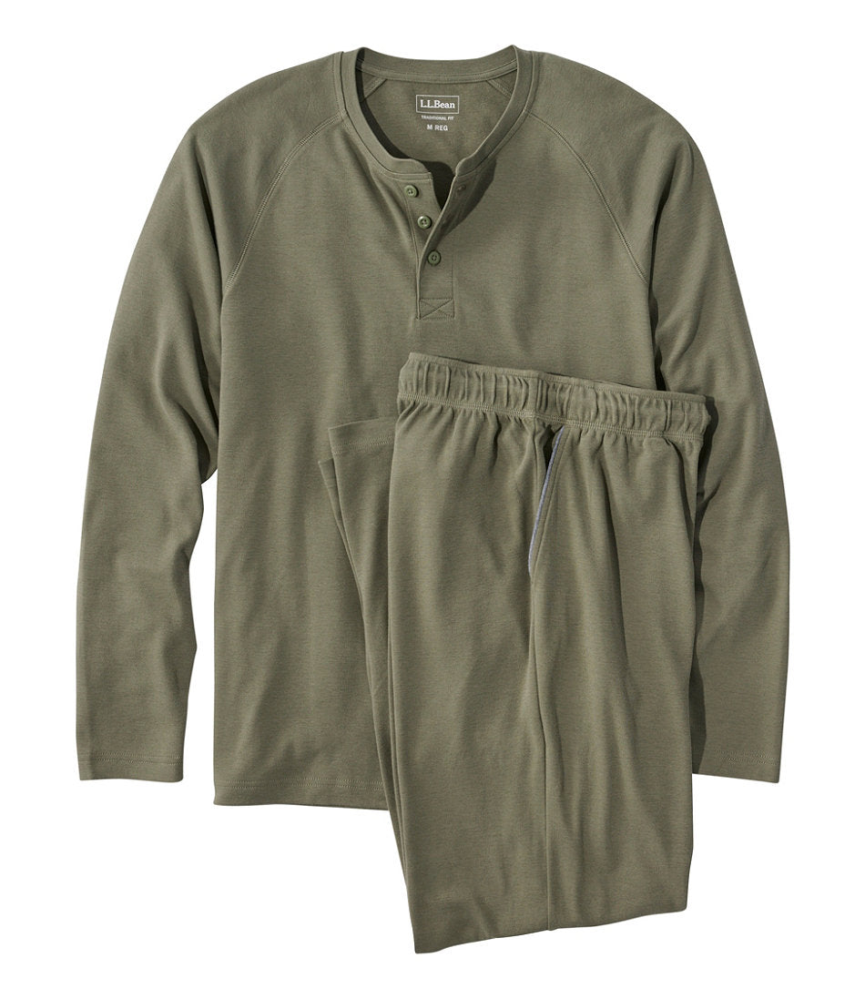 Men's Bean's Cotton Knit Pajamas, Henley PJ Set | L.L.Bean outlet - US 4468
