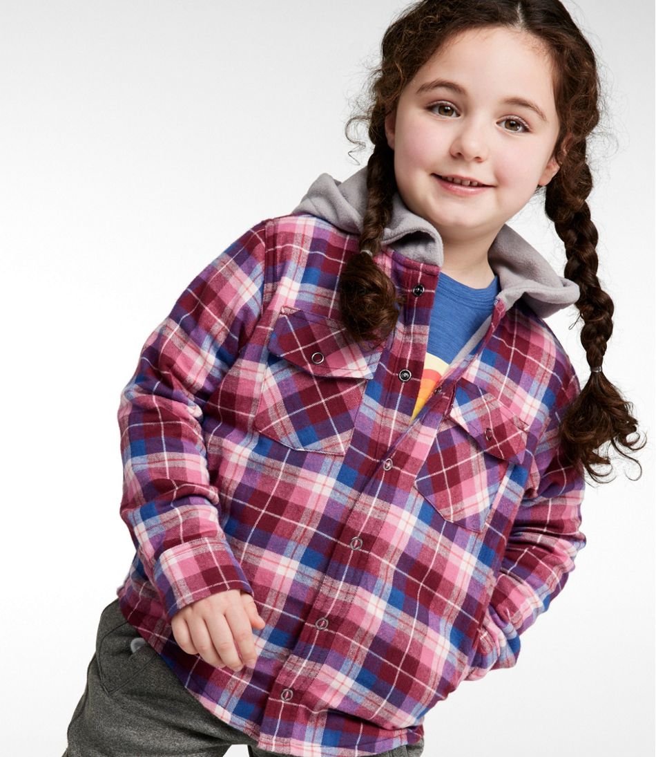 Kids' Fleece-Lined Flannel Shirt, Hooded Plaid | L.L.Bean discount
