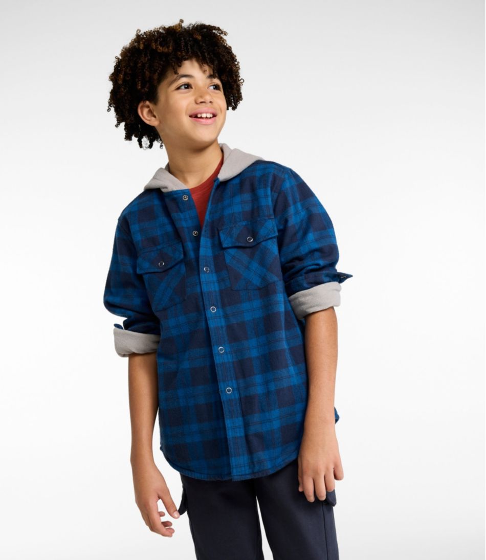 Kids' Fleece-Lined Flannel Shirt, Hooded Plaid | L.L.Bean discount
