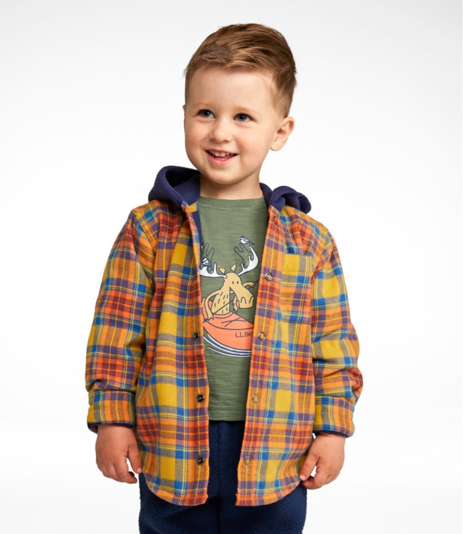 Toddlers' Fleece-Lined Flannel Shirt, Hooded | L.L.Bean outlet
