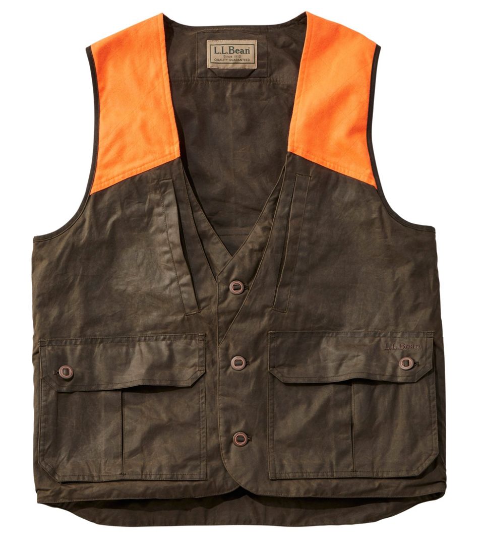Men's Double L Waxed-Cotton Upland Vest, Hunter Orange | L.L.Bean outlet