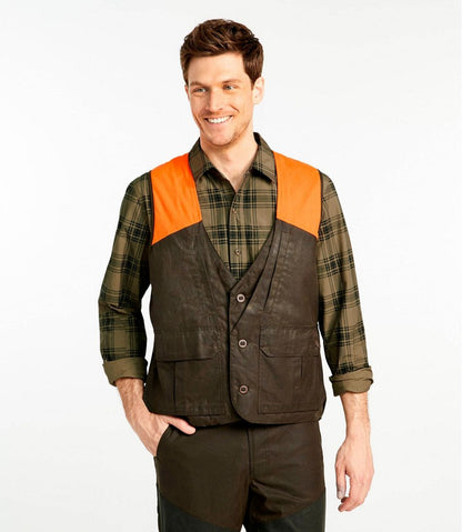 Men's Double L Waxed-Cotton Upland Vest, Hunter Orange | L.L.Bean outlet