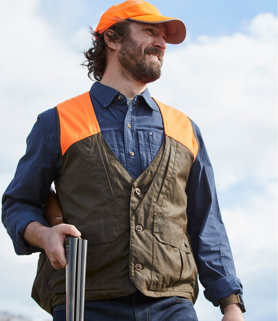 Men's Double L Waxed-Cotton Upland Vest, Hunter Orange | L.L.Bean outlet