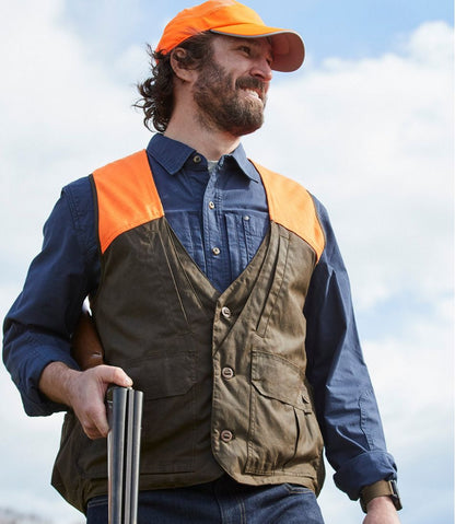 Men's Double L Waxed-Cotton Upland Vest, Hunter Orange | L.L.Bean outlet