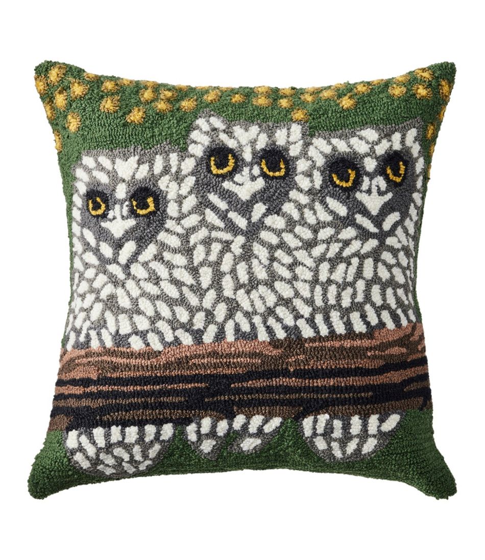 Indoor/Outdoor Hooked Pillow, Owls | L.L.Bean outlet