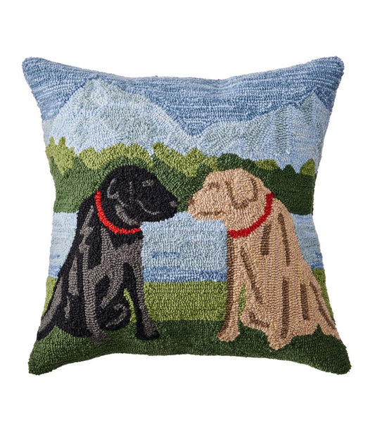 Indoor/Outdoor Hooked Pillow, Mountain Dogs | L.L.Bean online
