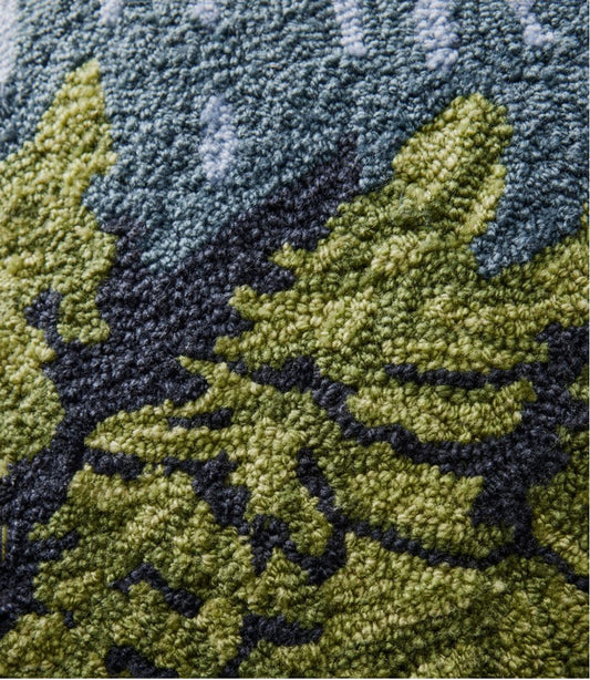 Indoor/Outdoor Hooked Pillow, Lakeside Mountain Scene | L.L.Bean online