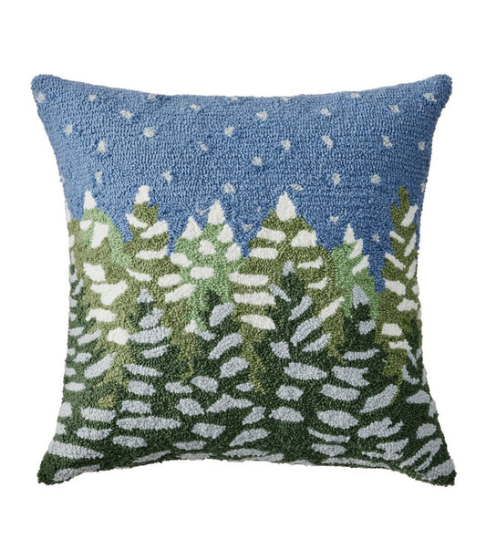 Indoor/Outdoor Hooked Pillow, Frosted Trees | L.L.Bean for sale