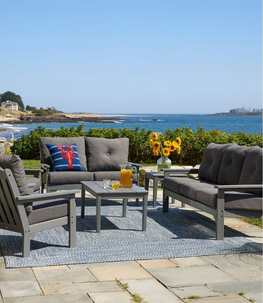 All-Weather Patio Sofa with Textured Cushion, Slate Gray | L.L.Bean sale